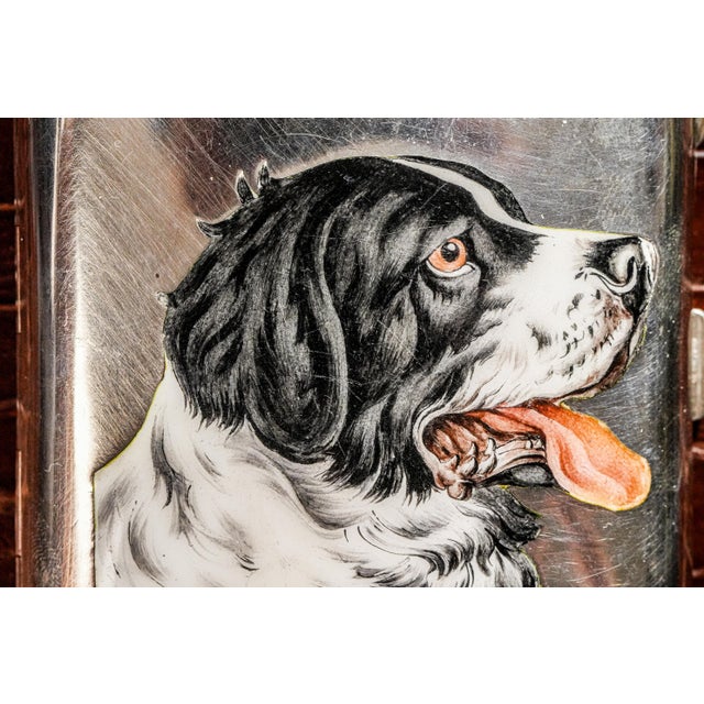 Art Deco Fantastic Hand Painted Enamel Springer Spaniel Dog 800 Silver Antique Cigarette Case Holder Tobacciana For Sale - Image 3 of 18