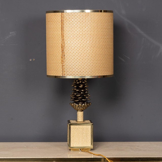 Vintage 20th Century Italian Bergere Lamp with Pine Cone Detailing, 1970s For Sale - Image 16 of 18