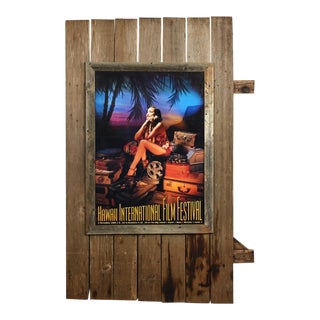 1998 Hawaii International Film Festival Movie Poster on Large Scale Rustic Wood Mount For Sale