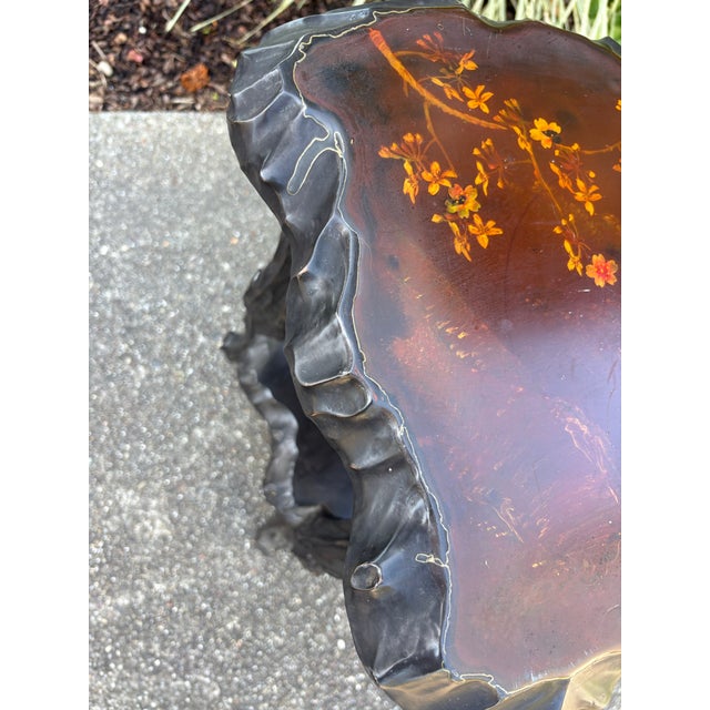 Pair of Mid Century Japonisme Ebonized Scultural Lacquer Side Tables For Sale - Image 12 of 12