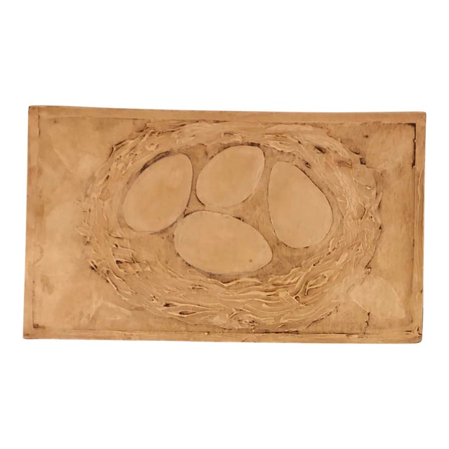 Original Vintage Eggs in Nest Painted Collage by Illustrator Barbara Garrison For Sale