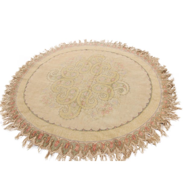 Traditional Vintage Hereke Beige Cream Oval Rug With Boteh Medallion Design For Sale - Image 3 of 6