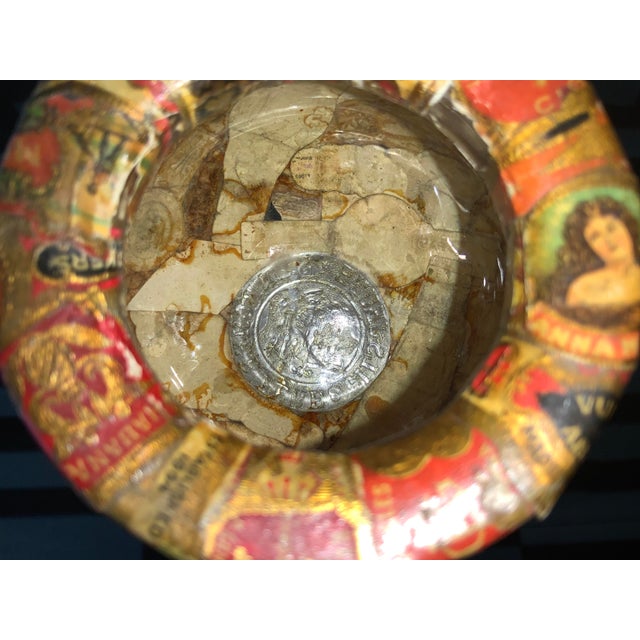 Custom Vintage 1950s Cigar Seals Decoupage Trinket Dish For Sale - Image 12 of 13