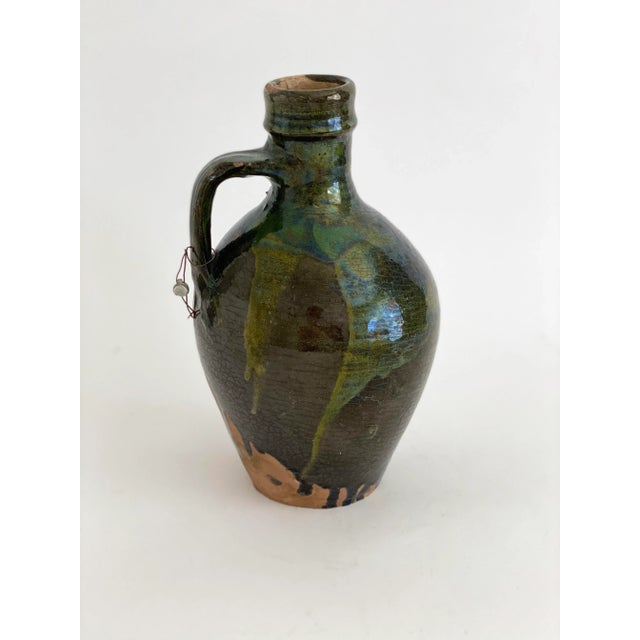 Boho Chic 1930s Turkish Glazed Earthenware Oil Jug For Sale - Image 3 of 12