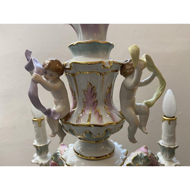 Baroque Style Chandelier by Rudolf Kämmer Keramic Manufaktur, Volkstedt, Germany, 20th Century For Sale - Image 8 of 14