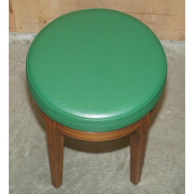 Rolex Boutique Watchmaker's Stools in Green Leather, Set of 2 For Sale - Image 4 of 17