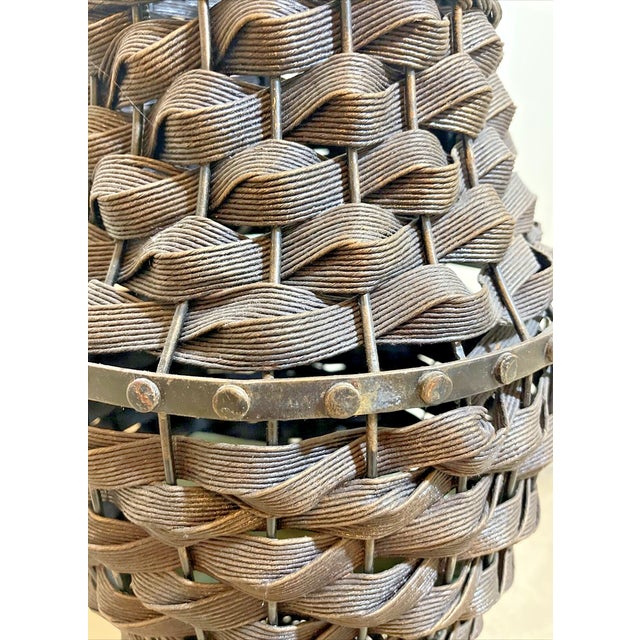 Mid-Century Modern Vintage MCM Rattan & Wicker Basket Plant Urn For Sale - Image 3 of 5