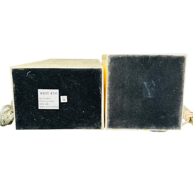 Vintage West Elm Capiz Shell Table Lamps a Pair | Early 2000s Coastal Lighting | Luminous For Sale - Image 12 of 13