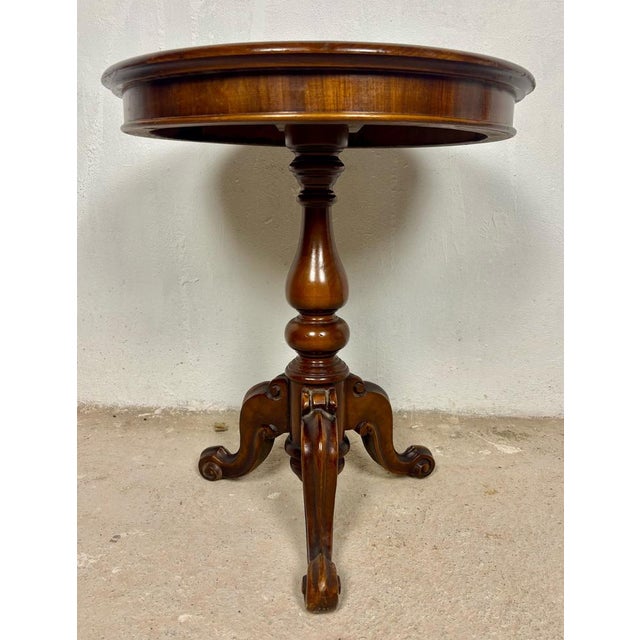 Wood Round Occasional Table with Inlaid Top, 1920s For Sale - Image 7 of 11