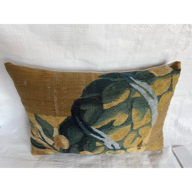17th Century Antique Flemish Botanical Foliage Tapestry Pillow For Sale In Los Angeles - Image 6 of 7