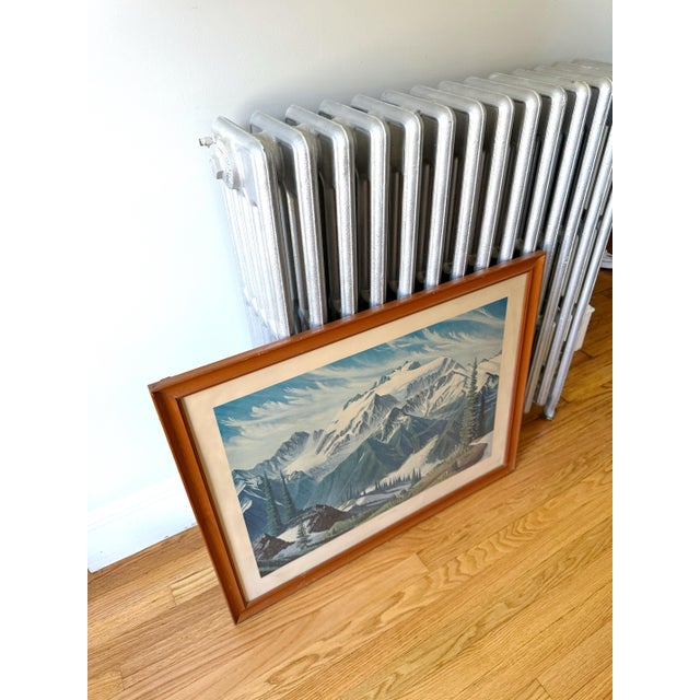 1960s Vintage 1968 Large Mt Olympus Washington State Lithograph Ski Cabin Lodge Decor Seattle For Sale - Image 5 of 12