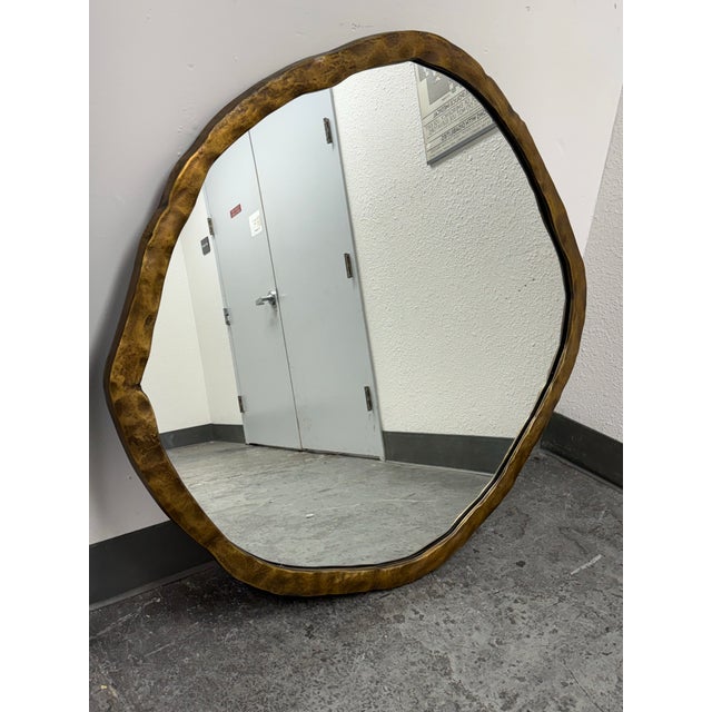 Modern Cb2 Abel Brass Round Wall Mirror For Sale - Image 3 of 12