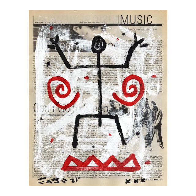 Spiral Dance - Original Pop Street Art Acrylic Painting on Newspaper by Gary John For Sale