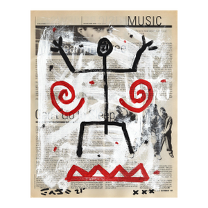 Spiral Dance - Original Pop Street Art Acrylic Painting on Newspaper by Gary John
