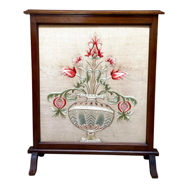 Late 19th Century Victorian Era Embroidered Fireplace Screen Chairish