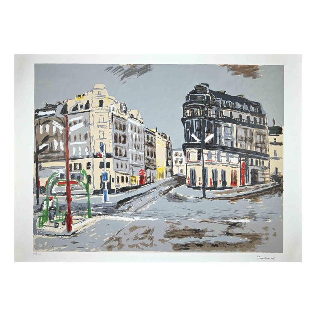 Orfeo Tamburi, View of Paris, Original Lithograph, 1980s For Sale - Image 3 of 3