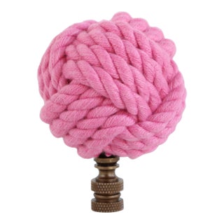 Nautical Knot Lamp Finial in Pink on Bronze Hardware For Sale