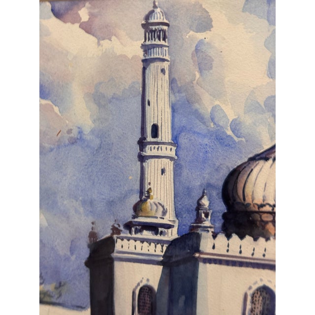 Blue G. D. Thyaga Raj Delhi Mazar Street Scene Watercolor, Circa 1968 For Sale - Image 8 of 12