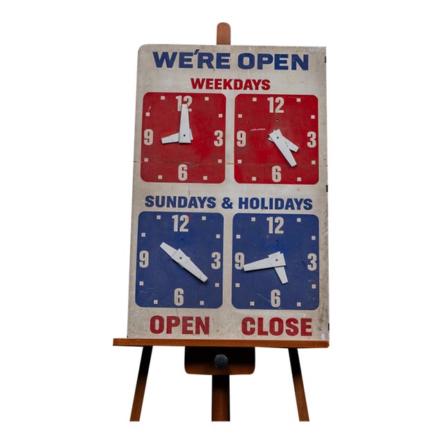 Vintage Open/Close Adjustable Clock Face Flange Business Sign For Sale