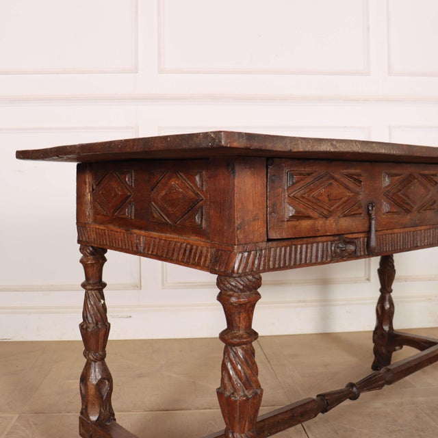 Portuguese Desk in Carved Chestnut For Sale - Image 3 of 18