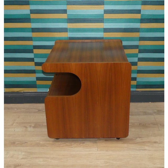 1970s Walnut Record Player Side Table on Casters, 1970s For Sale - Image 5 of 12