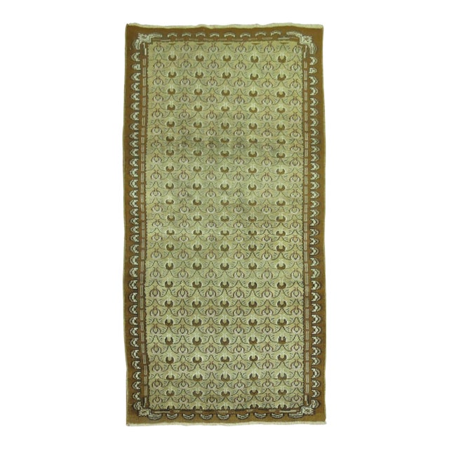 Olive Brown Vintage Turkish Rug For Sale