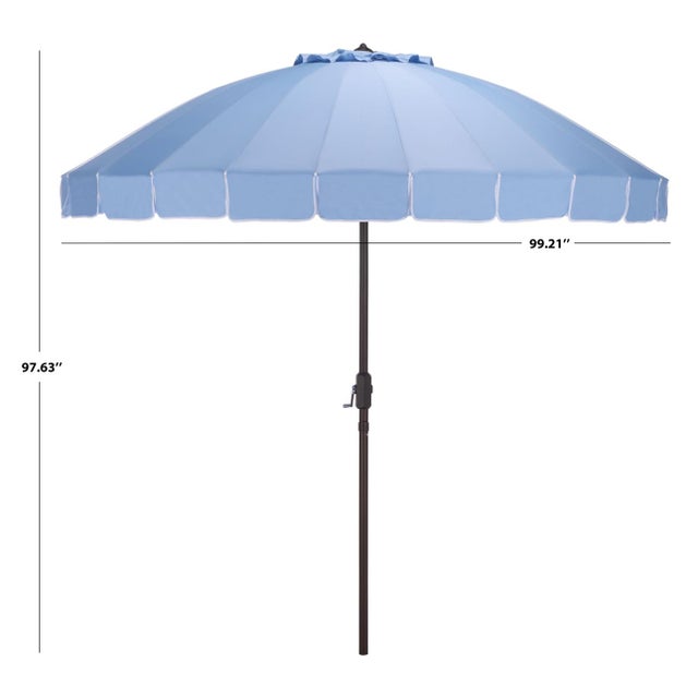 Introducing the Panza 9 ft crank umbrella in a refreshing baby blue with a stylish brown pole. This outdoor marvel is...