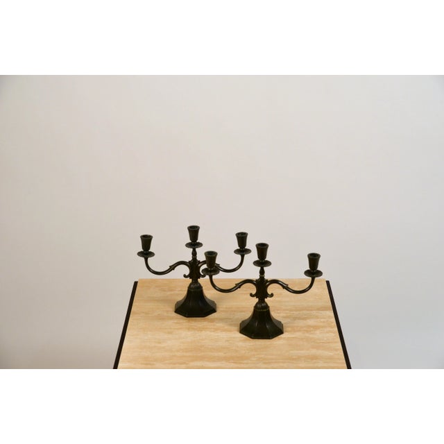 Art Deco Large Disko Metal Candelabras by Just Andersen - a Pair For Sale - Image 3 of 8