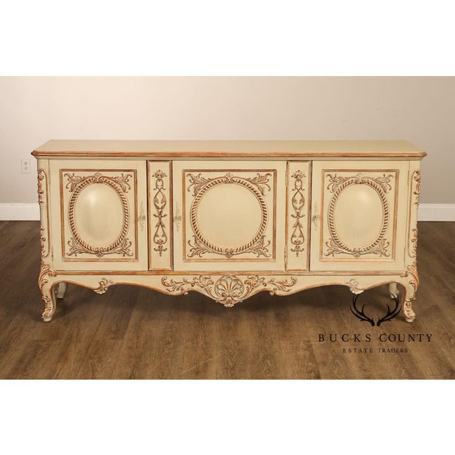 French Rococo Style Painted Sideboard Buffet Cabinet For Sale - Image 10 of 18