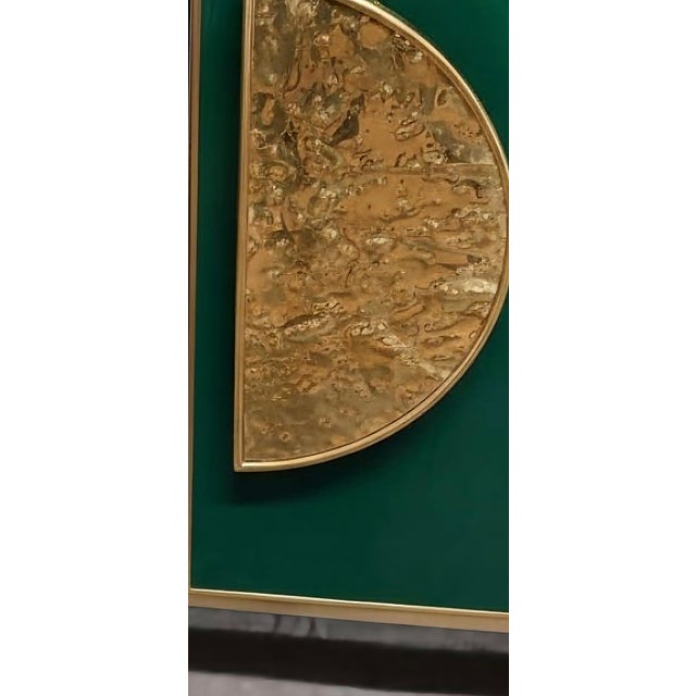 Gold Italian Sideboard in Green Glass and Brass from Justfurnituress For Sale - Image 8 of 11