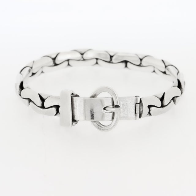 Mid-Century Sterling Silver Figural Buckle Bracelet by Orlandini for Uno a Erre For Sale In Philadelphia - Image 6 of 14