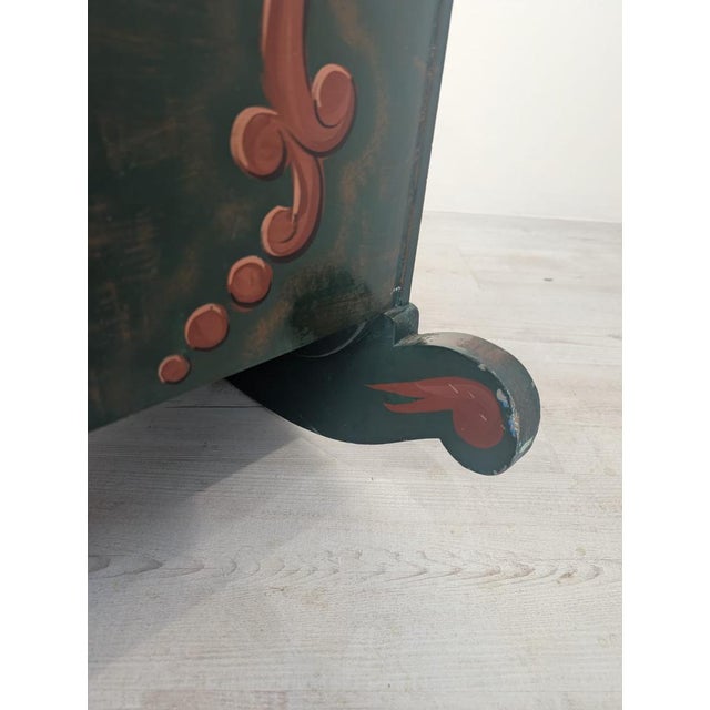 Vintage Hand-Painted Wooden Cradle, 1940s For Sale - Image 10 of 14