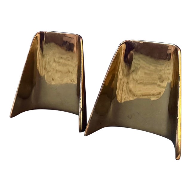 Ben Seibel 1950’s Shovel Bookends Brass Plated Mid-Century Swank For Sale