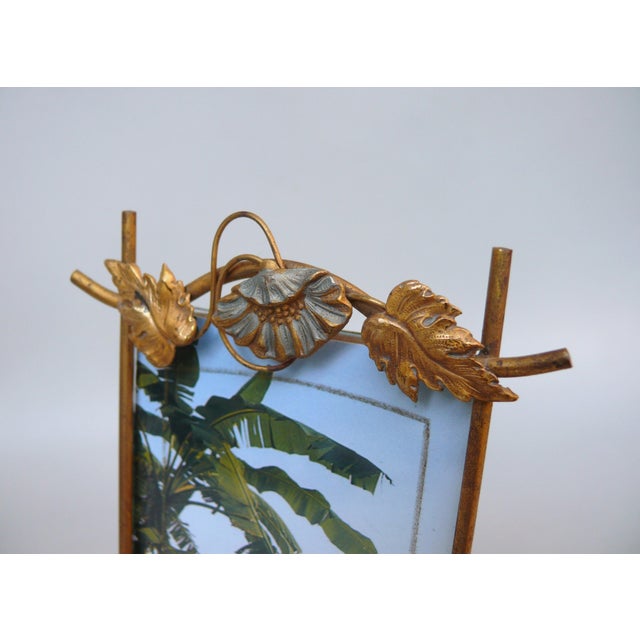 Antique Art Nouveau Style Floral Picture Brass and Enamel, 1890s For Sale - Image 6 of 12