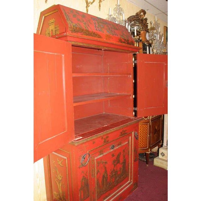 Chinoiserie Red and Gilt Painted Tall Bookcase For Sale In New York - Image 6 of 10