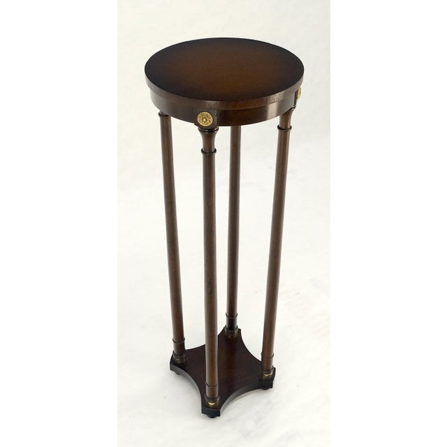 Traditional Baker Dark Mahogany 13" Round Neoclassical Pedestal Plant Lamp Stand Table MINT For Sale - Image 3 of 13