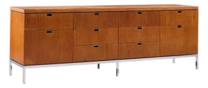 Florence Knoll Mid Century Teak and Chrome File Credenza
