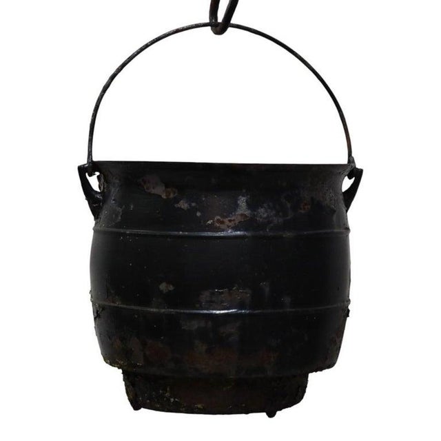 Art Nouveau Antique 99" Black Painted Metal Wishing Well With Cast Iron Planter C1920 For Sale - Image 3 of 9