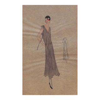 Lanvin of Paris C1920s Original Fashion Illustration in Gouache For Sale