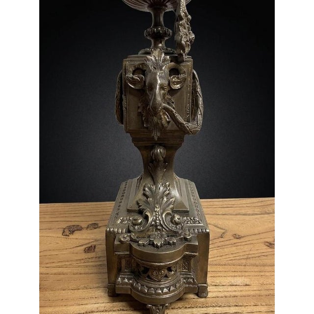Large Antique French Five-Branch Candleholder in Bronze For Sale - Image 3 of 4