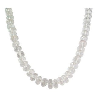 Early 21st Century Art Deco Natural Clear Quartz Beaded Strand Necklace, 16.5 Inches For Sale