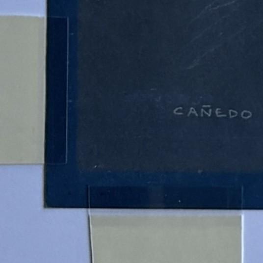 Alexander Cañedo Signed Chalk Drawing — Reclining Female Figure on Deep Blue Paper (Mid‑Century) For Sale - Image 13 of 15