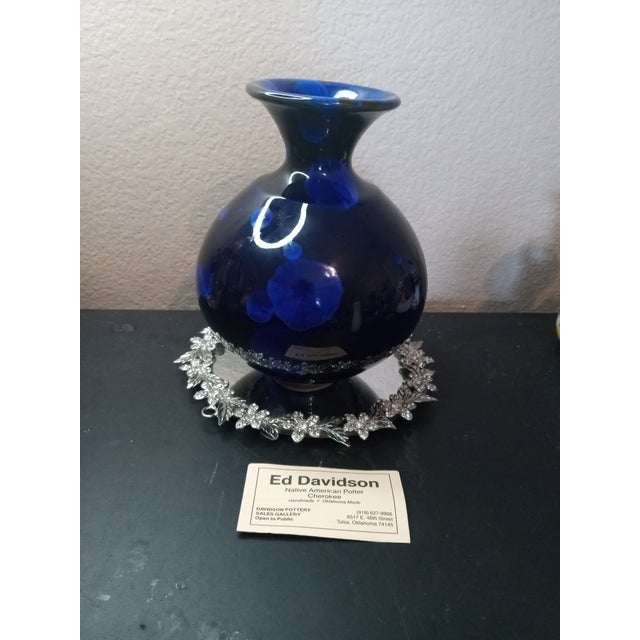 1980s Exquisite Signed Davidson Cherokee Reactive Glaze Art Studio Pottery Vase. For Sale - Image 4 of 8