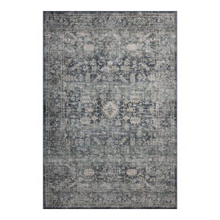 Amber Lewis x Loloi Josie Ocean / Natural 9'-0" x 12'-0" Machine Washable Area Rug For Sale