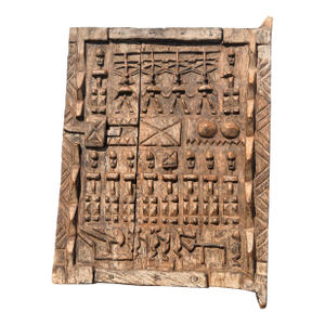 Vintage African Dogon Hand Carved Wooden Granary Door Mali Art With Lock
