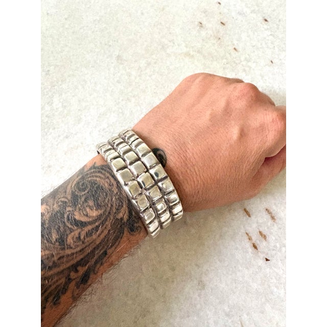 Sterling Silver, Large Solid Mexican Taxco Hinged Cuff Bracelet