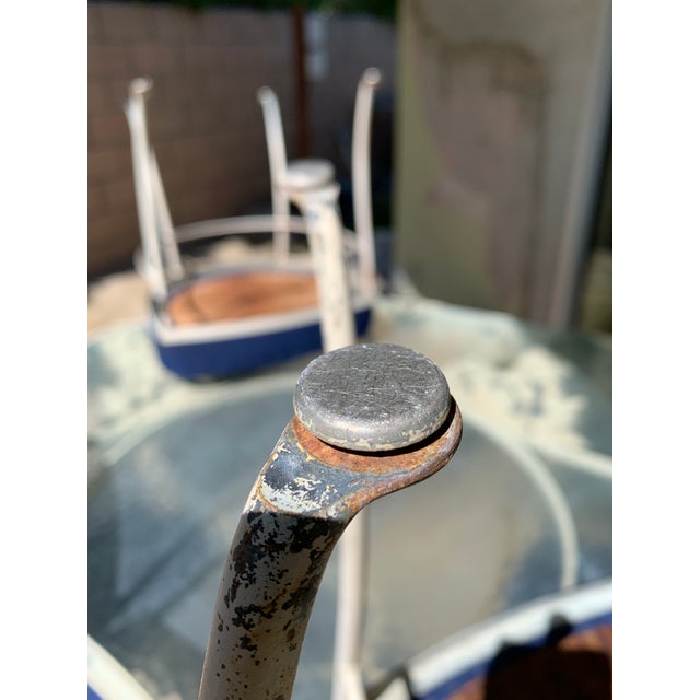 Vintage Woodard Attributed Wrought Iron Patio Dining Table & Chairs Pomegranate 7 Pc Set For Sale - Image 11 of 15