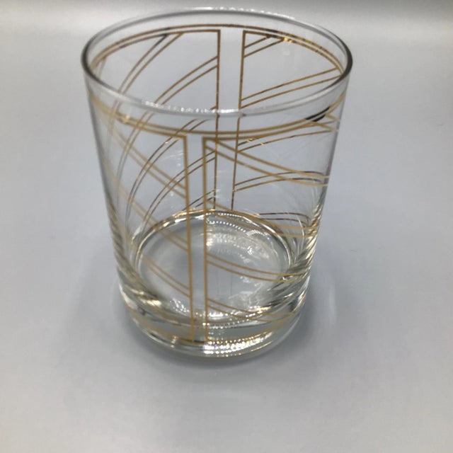 1960s Gold Spiral Striped Culver Lowball Glasses - Set of 4 For Sale - Image 5 of 13