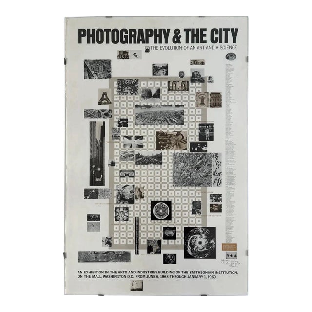 1968 Hand Signed by Charles Eames Poster Photography and the City Smithsonian For Sale
