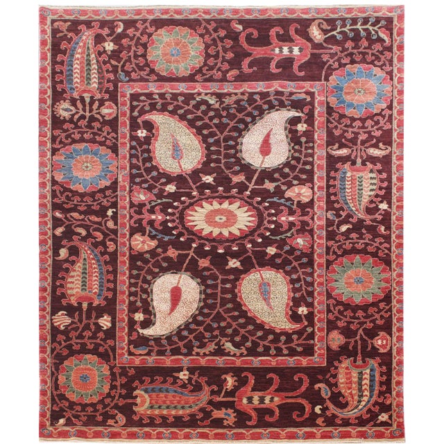 HandKnotted Suzani Wool & Silk Rug 6′ × 8′7″ Chairish
